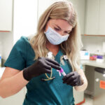 Jaycie Blankenship in the bloodwork lab